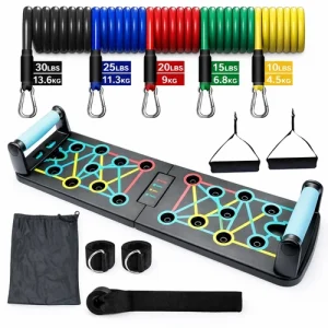 Push Up Board Fitness System with Resistance Bands Set Home Gym Workout